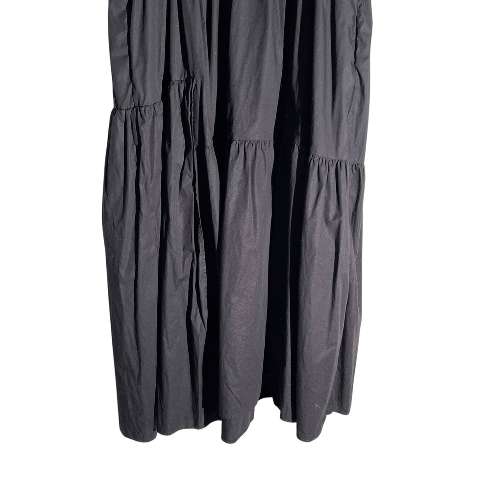 Cuyana Womens Poplin Tiered Strappy V Neck Midi Dress Neutral Size XL Black - Picture 9 of 10